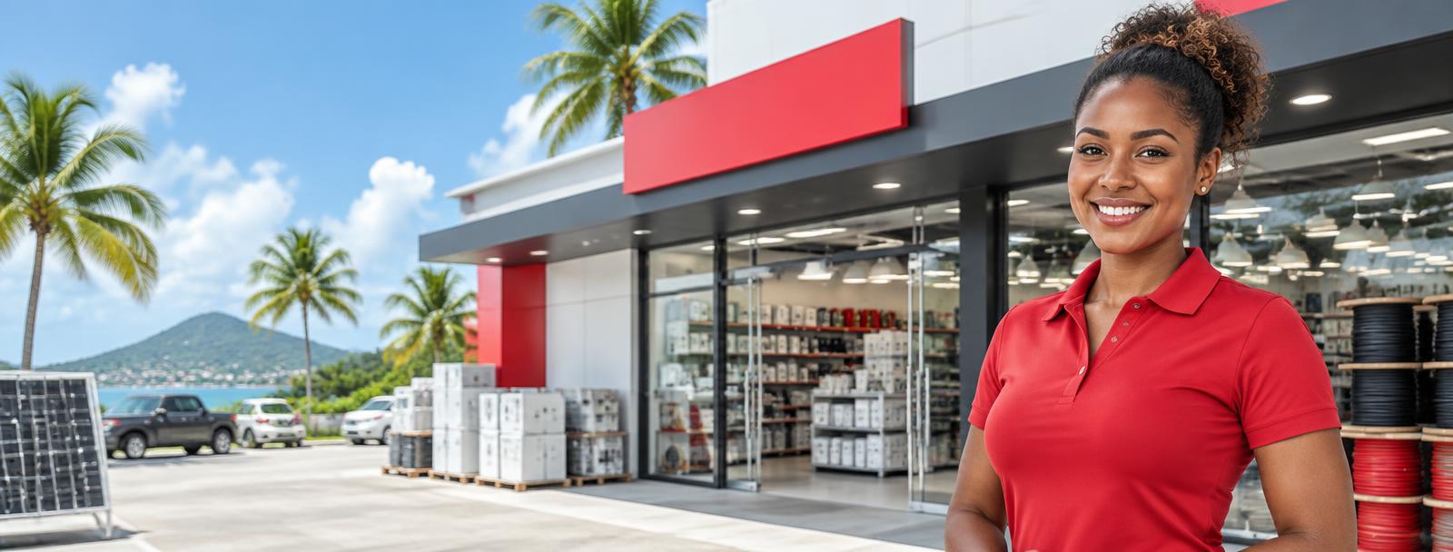 Équipe Blandin Guadeloupe devant son magasin